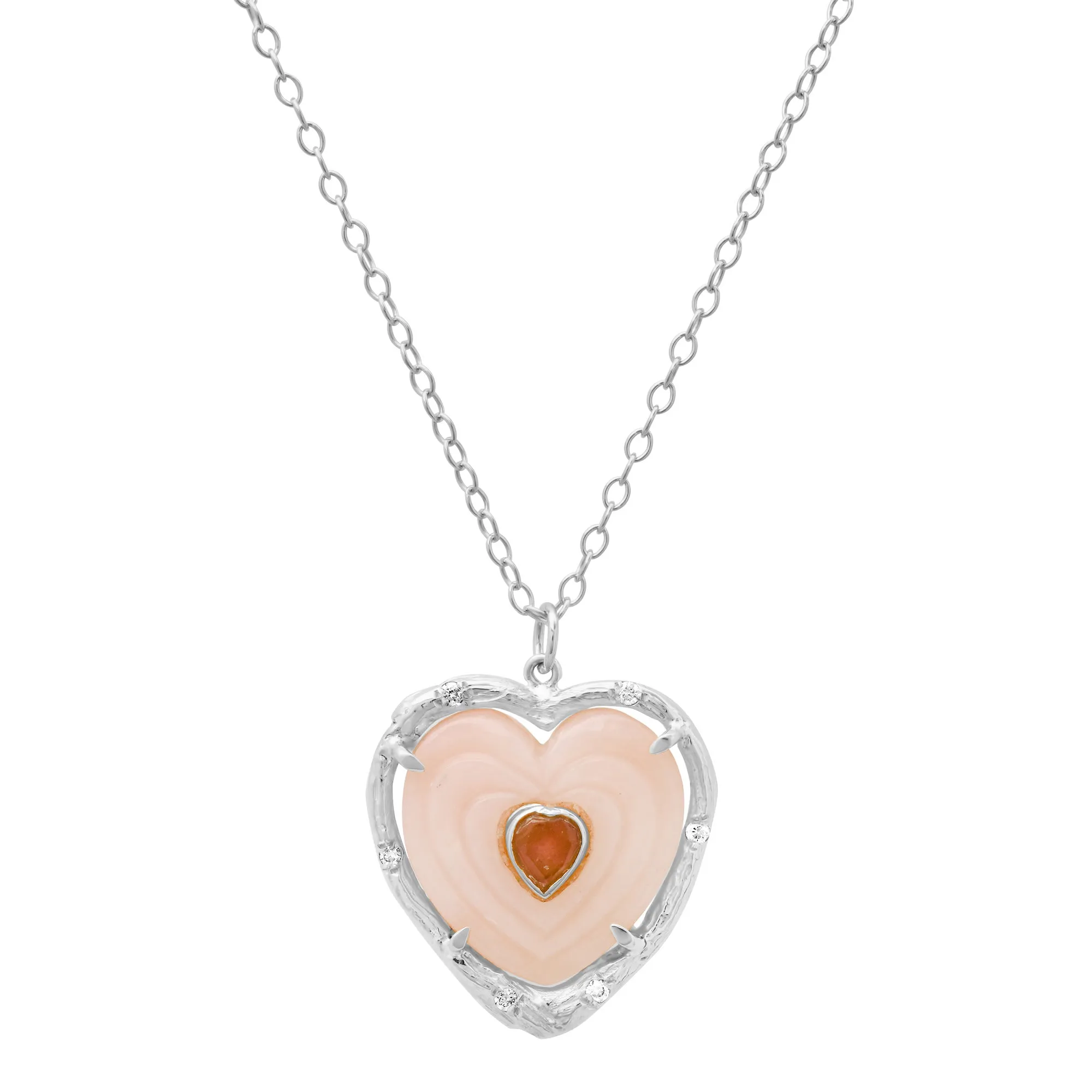 Double Heart Gemstone Necklace