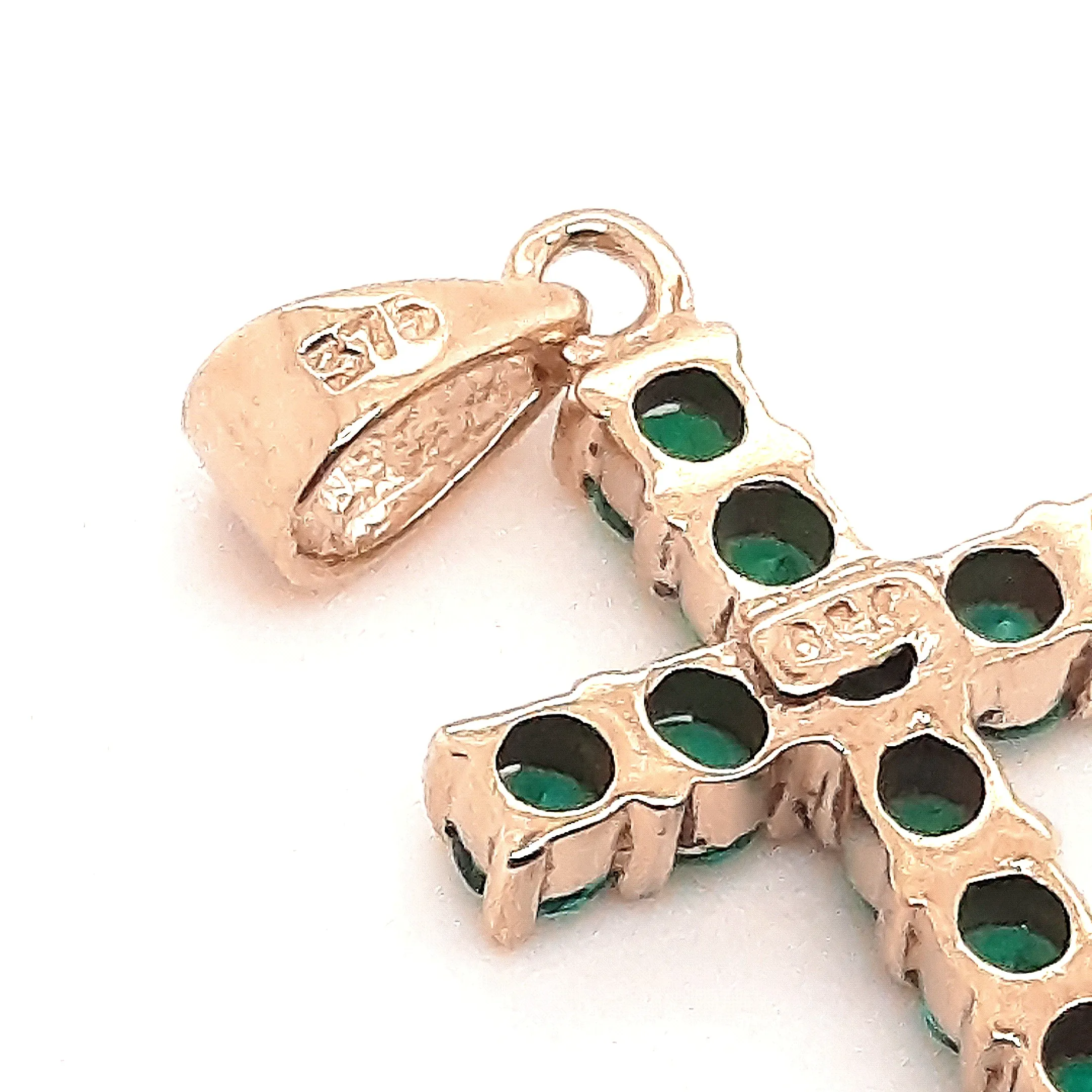 Emerald & Yellow Gold Cross Pendant