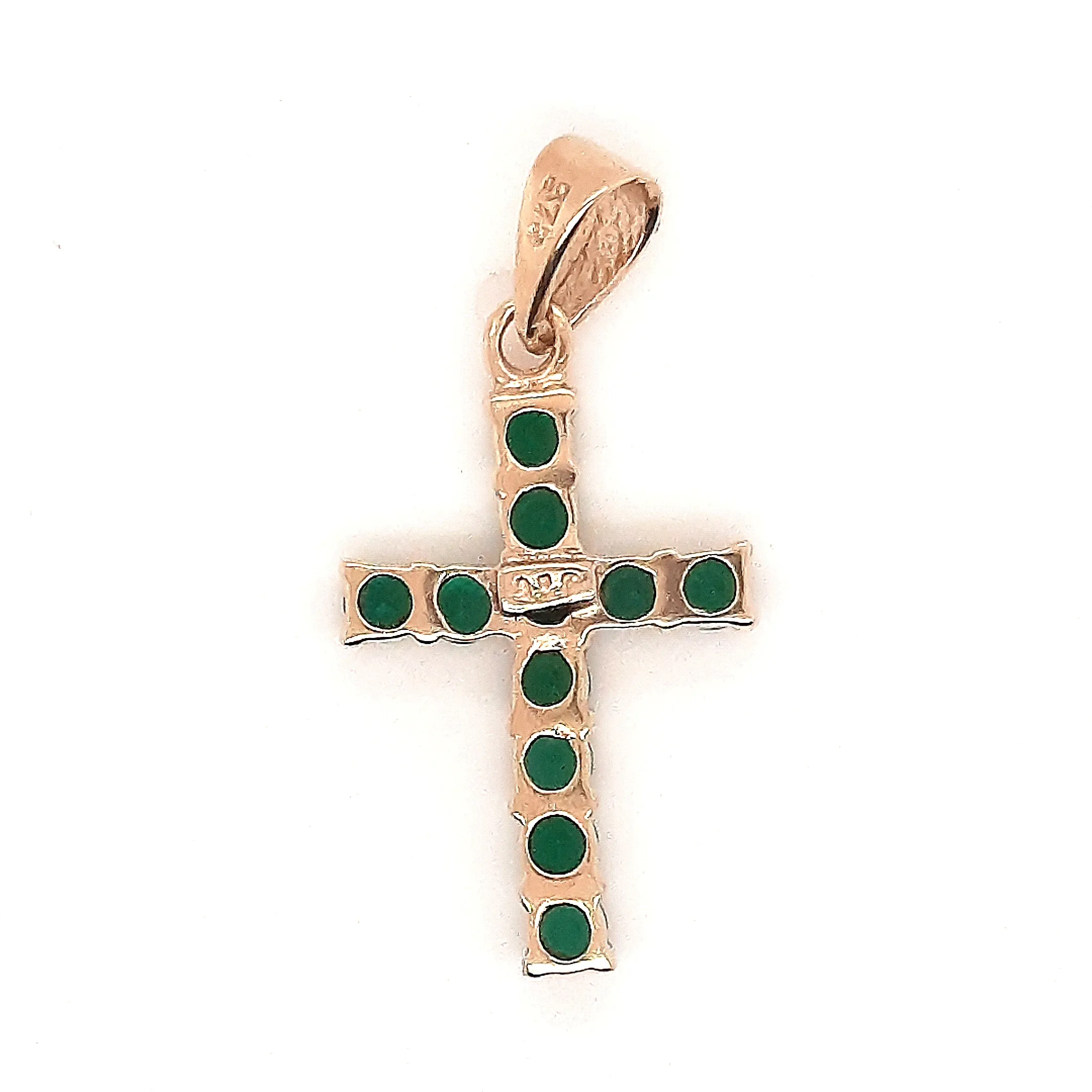 Emerald & Yellow Gold Cross Pendant