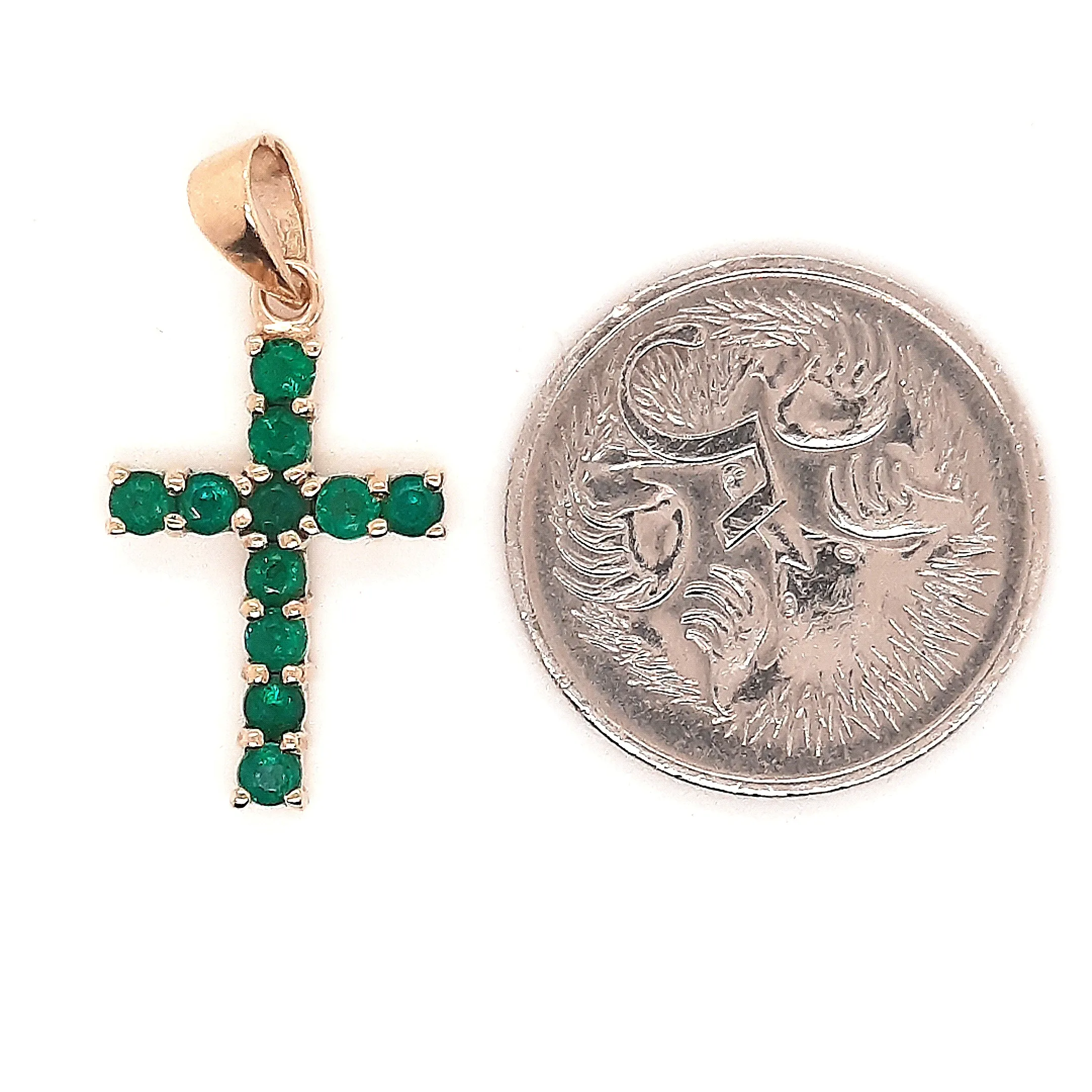 Emerald & Yellow Gold Cross Pendant