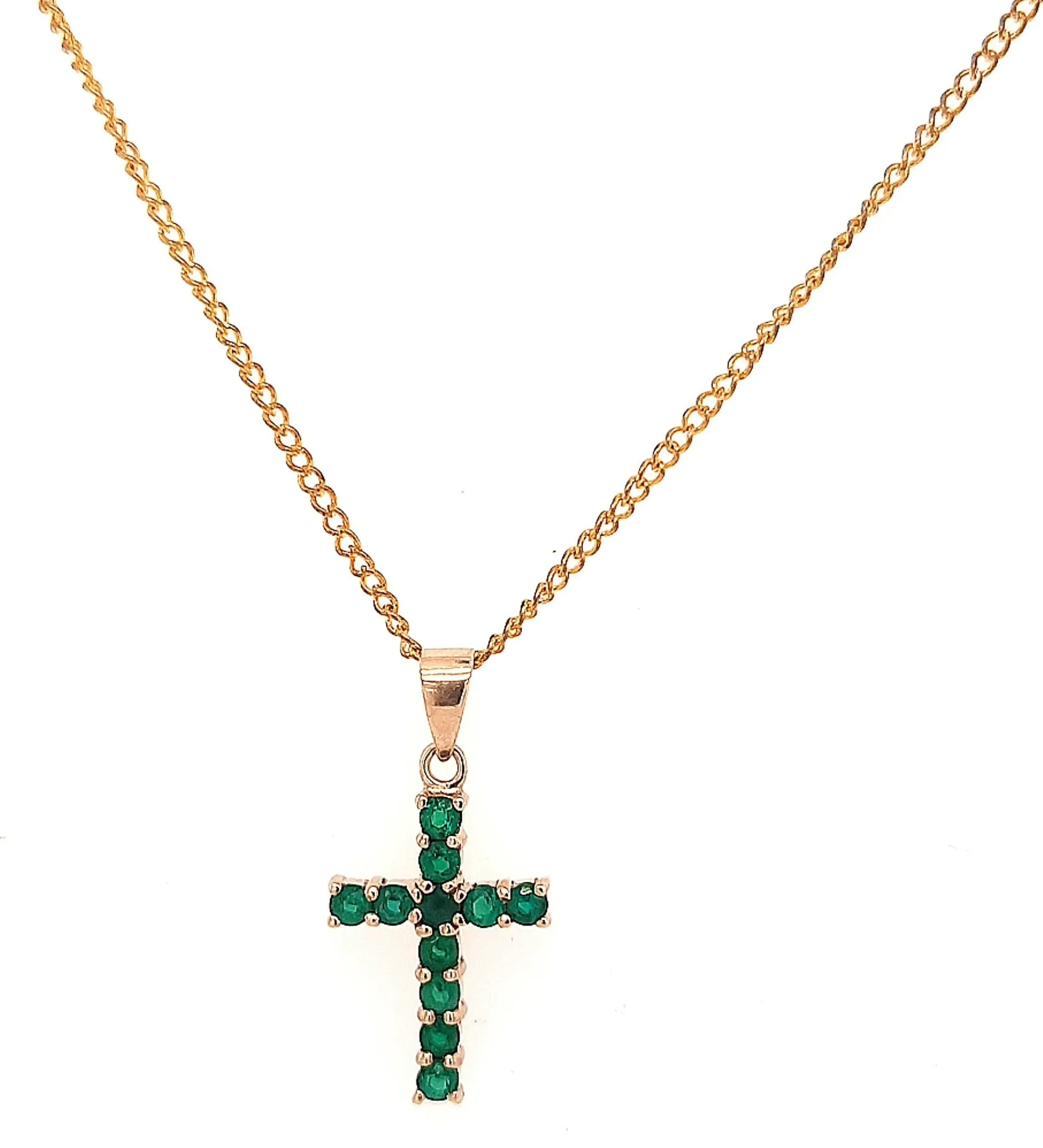 Emerald & Yellow Gold Cross Pendant