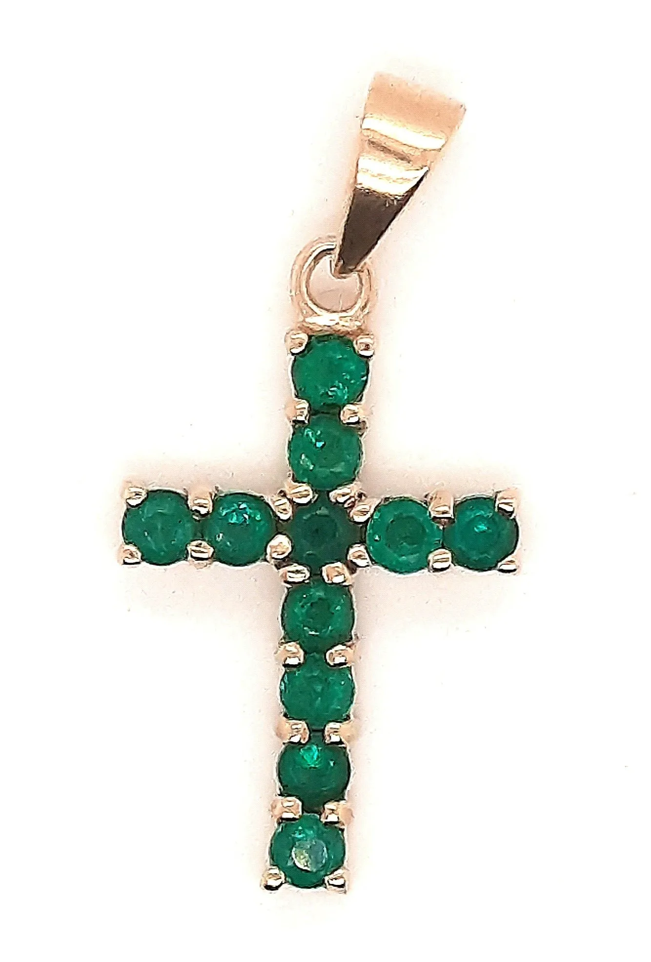 Emerald & Yellow Gold Cross Pendant