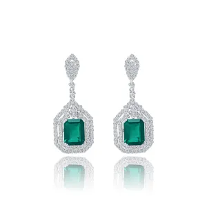 Emerald cut emerald & Diamonds "Francis" Earrings