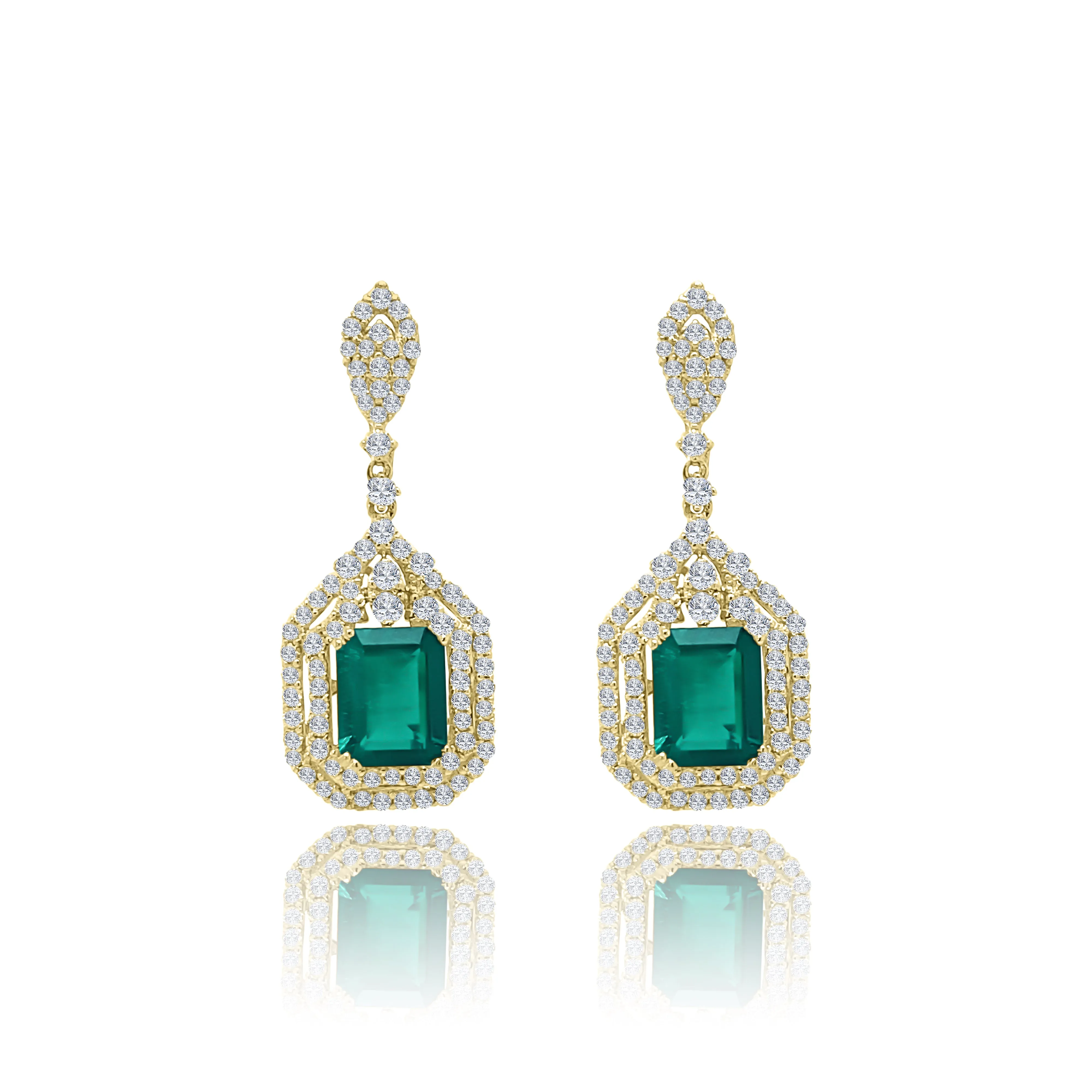 Emerald cut emerald & Diamonds "Francis" Earrings