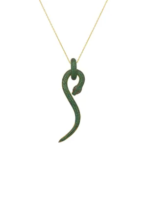 Emerald Zircon Anaconda Yellow Gold Pendant Necklace | Latelita