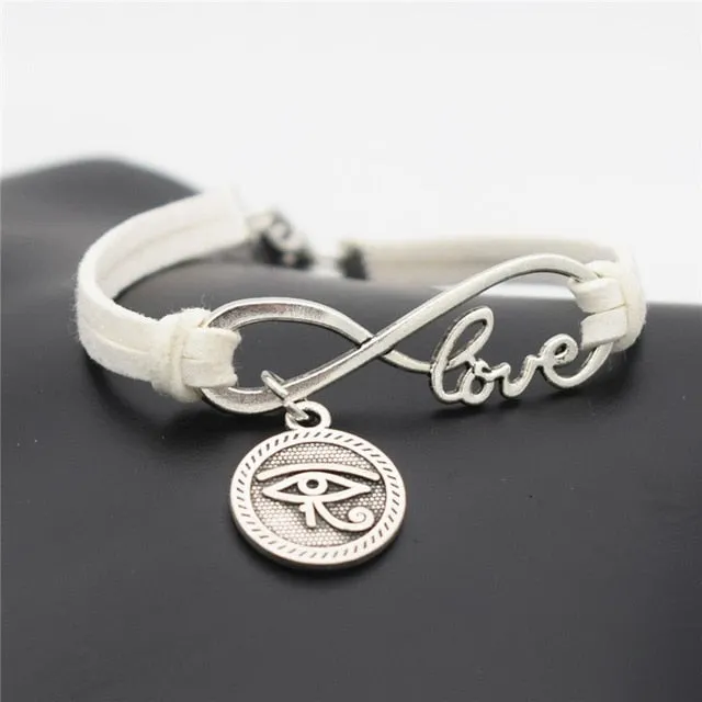 Fashion Love Infinity Eyes of Horus Lucky Charms Leather Bracelets