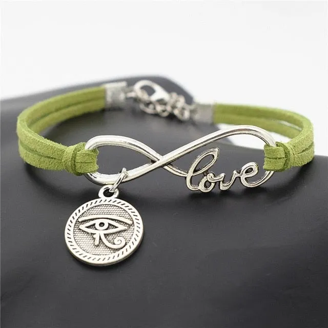 Fashion Love Infinity Eyes of Horus Lucky Charms Leather Bracelets