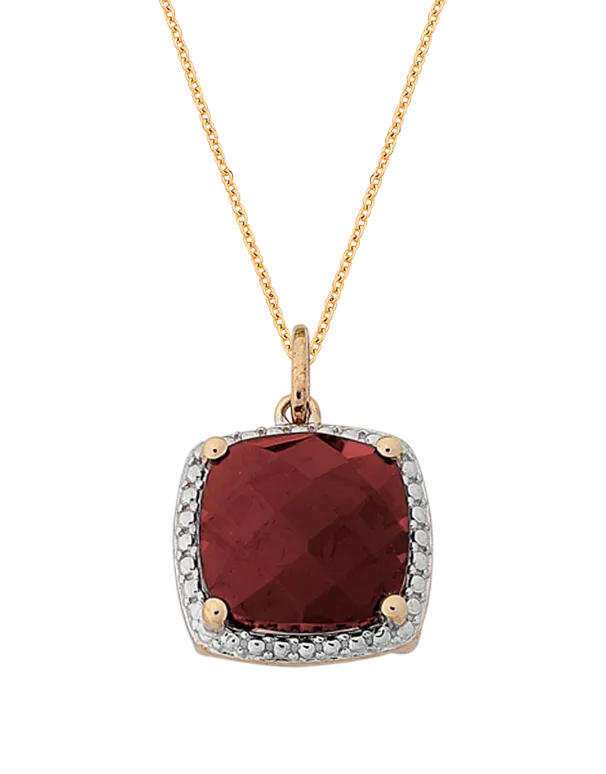 Garnet Pendant - 9ct Rose Gold Garnet Pendant - 768293