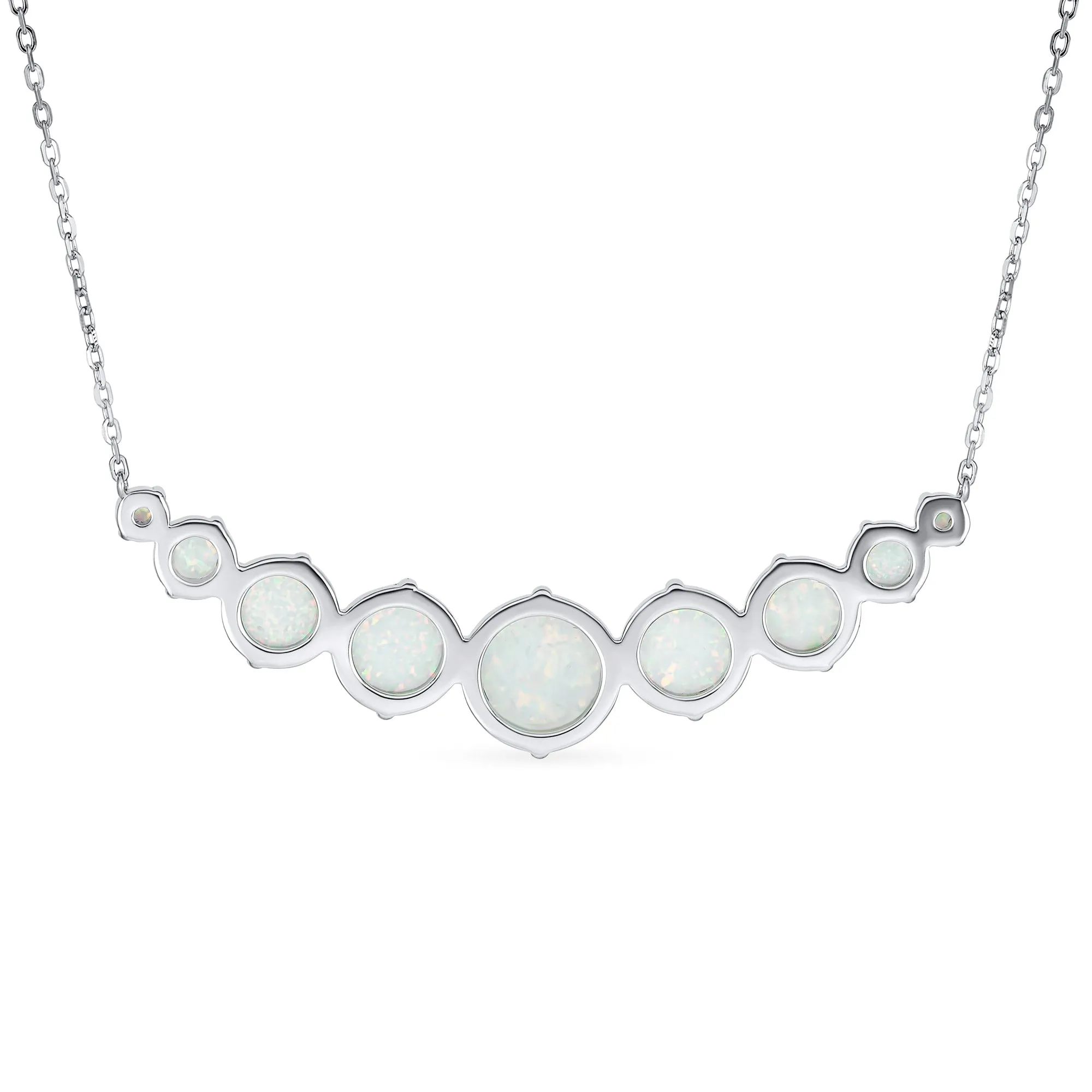 Gemstone Statement Pendant Necklace with White Created Opal in Sterling Silver