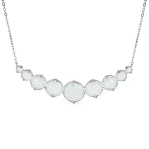 Gemstone Statement Pendant Necklace with White Created Opal in Sterling Silver