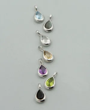 Gemstone Teardrop Charm Pendants