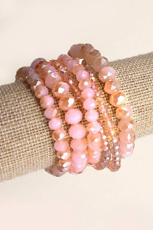 GLASS BEADED STRETCH BRACELET SET | 51B3032706: LAVENDER