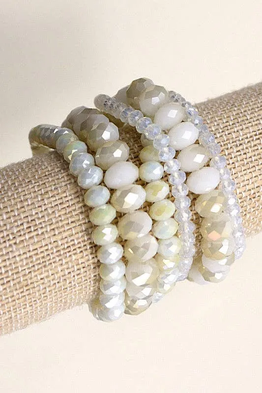 GLASS BEADED STRETCH BRACELET SET | 51B3032706: LAVENDER