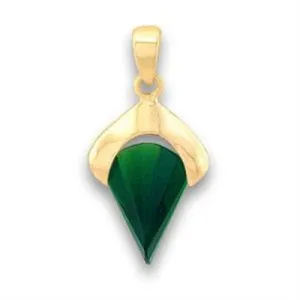 Gold Brass Pendant with Synthetic Synthetic Glass in Emerald for Women Emerald Stone Color Style LOA633