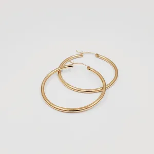 Gold Classic Huggie Hoop Earrings 35MM Wide Model-137