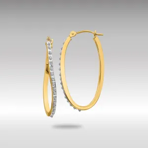 Gold Diamond Fascination Twist Hinged Hoop Earrings - Model DF225