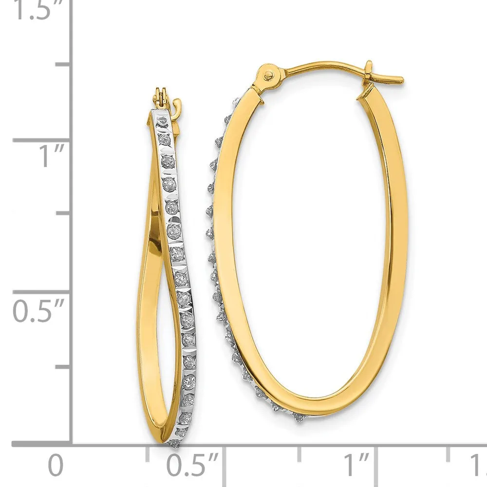 Gold Diamond Fascination Twist Hinged Hoop Earrings - Model DF225