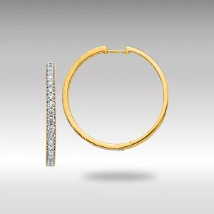 Gold Diamond Milgrain Hinged Hoop Earrings - Model EM4286-200-YA