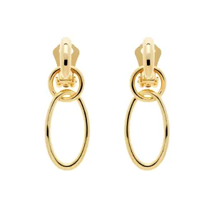 Gold Double Hoop Clip Earrings