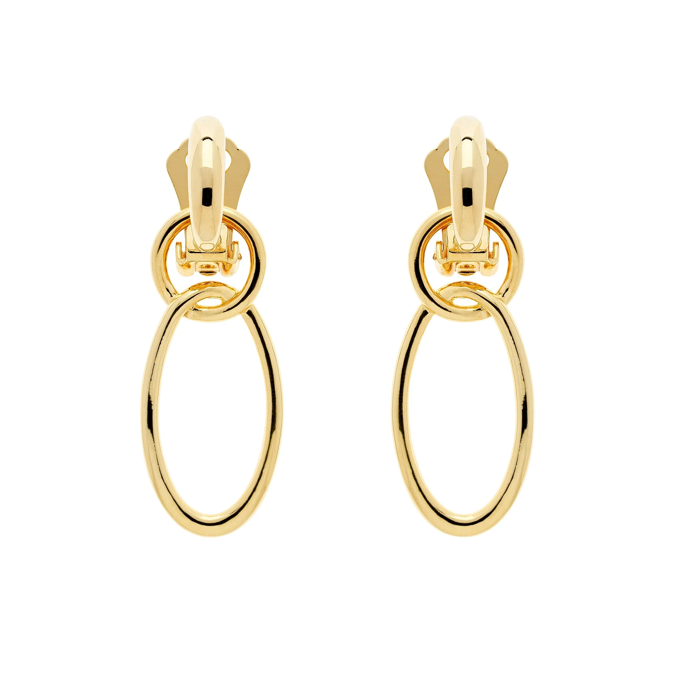 Gold Double Hoop Clip Earrings