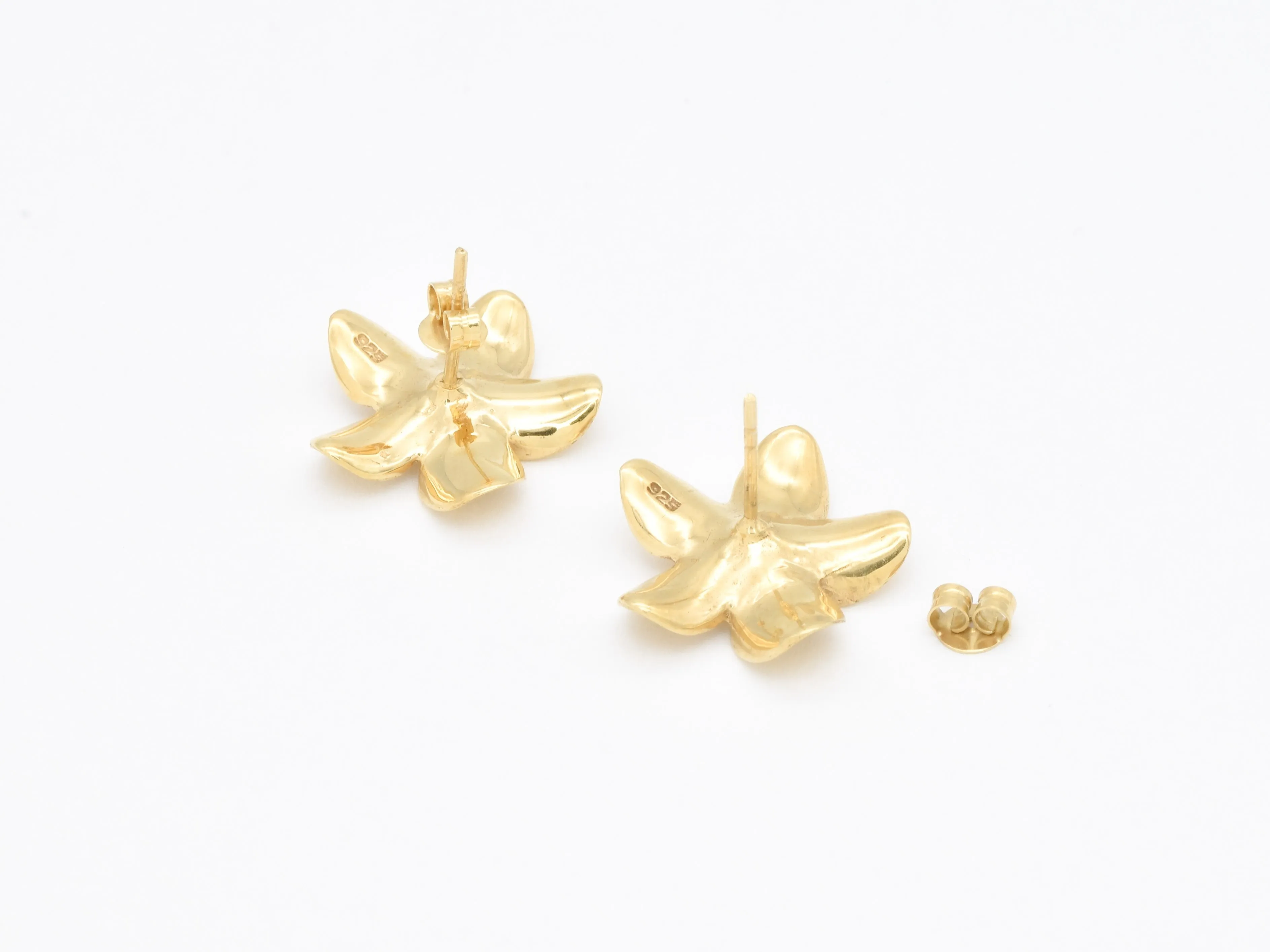 Gold Flower Earrings - Large Plumeria Studs - Hawaiian Summer Earrings