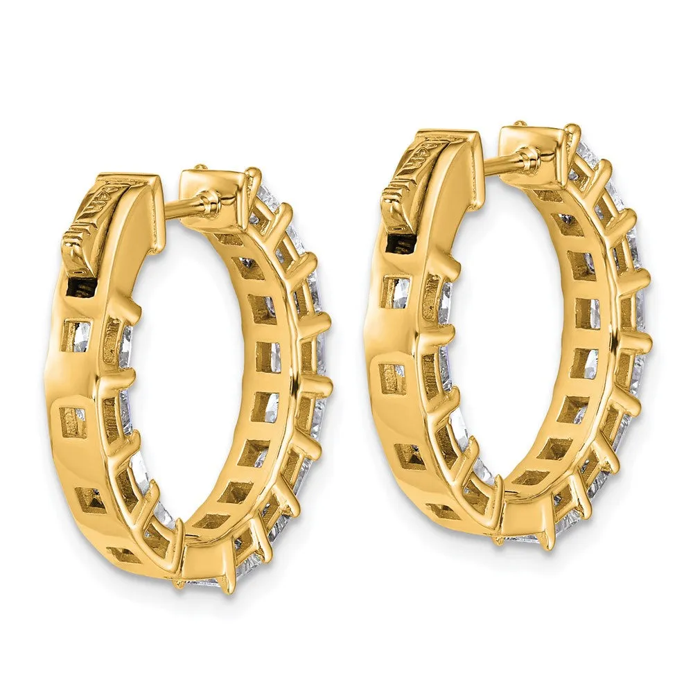 Gold Inside/Outside Lab Grown VS/SI FGH Princess Diamond Hoop Earrings - Model EM10707-LG