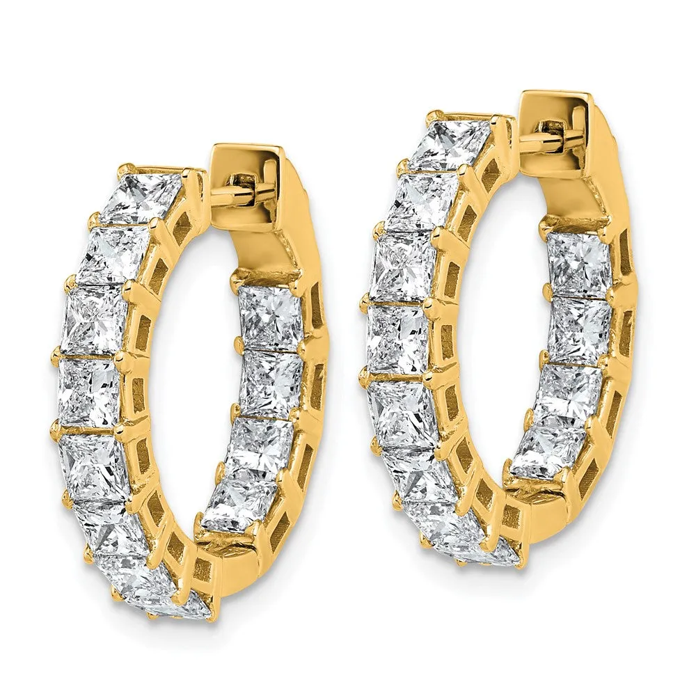 Gold Inside/Outside Lab Grown VS/SI FGH Princess Diamond Hoop Earrings - Model EM10707-LG