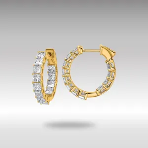 Gold Inside/Outside Lab Grown VS/SI FGH Princess Diamond Hoop Earrings - Model EM10707-LG