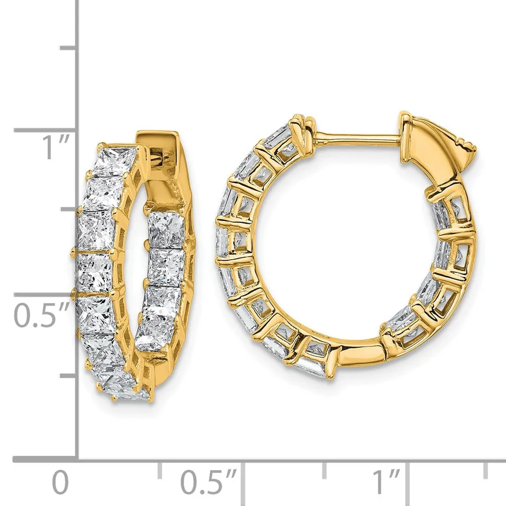 Gold Inside/Outside Lab Grown VS/SI FGH Princess Diamond Hoop Earrings - Model EM10707-LG