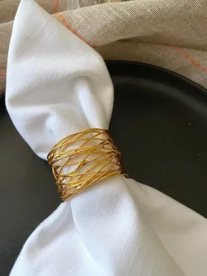 Gold Napkin Rings, Set of 6, Wire gold napkins rings