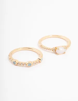 Gold Plated Oval Bezel Stacking Rings