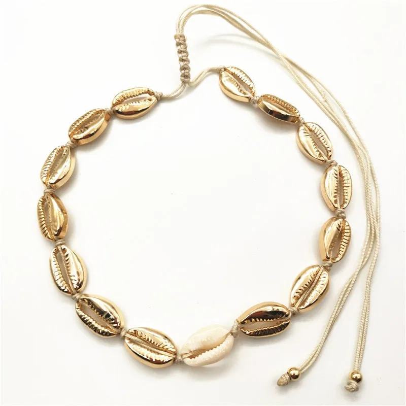 Golden Cowry Shell Choker