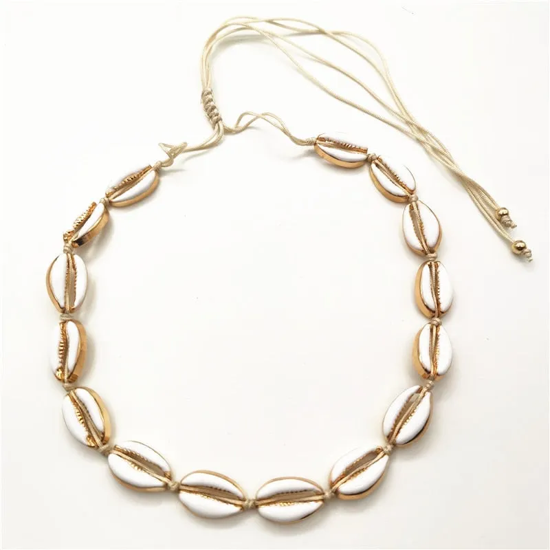 Golden Cowry Shell Choker