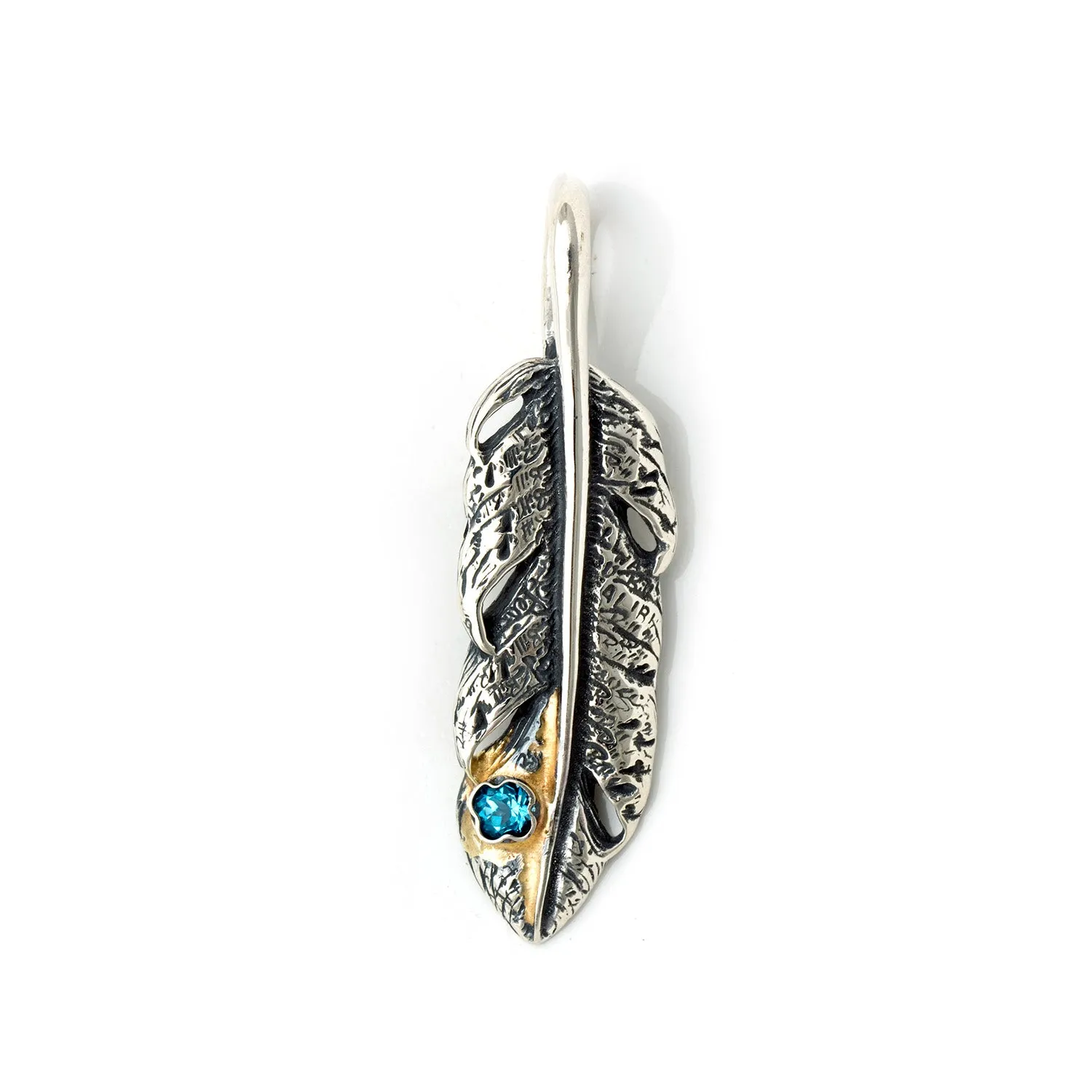 Graffiti Feather Small with Stone and Gold Overlay Pendant