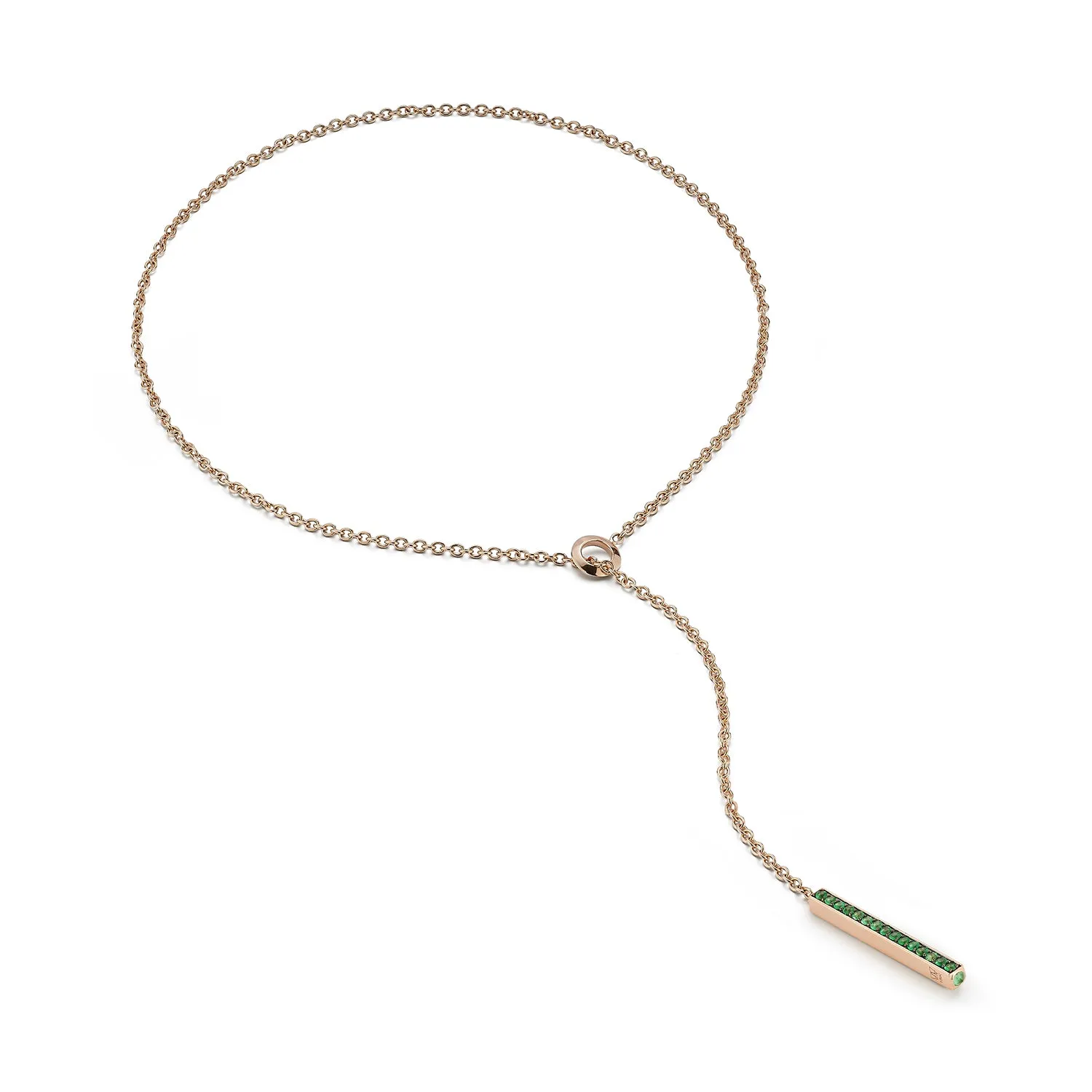 GRANT 18K GOLD AND GREEN EMERALD BAR NECKLACE