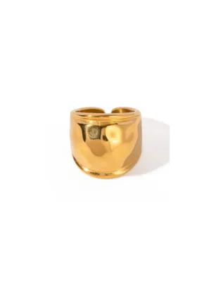 Hammered Gold Statement Ring, 18K Gold Plated Fashion Luxury Ring