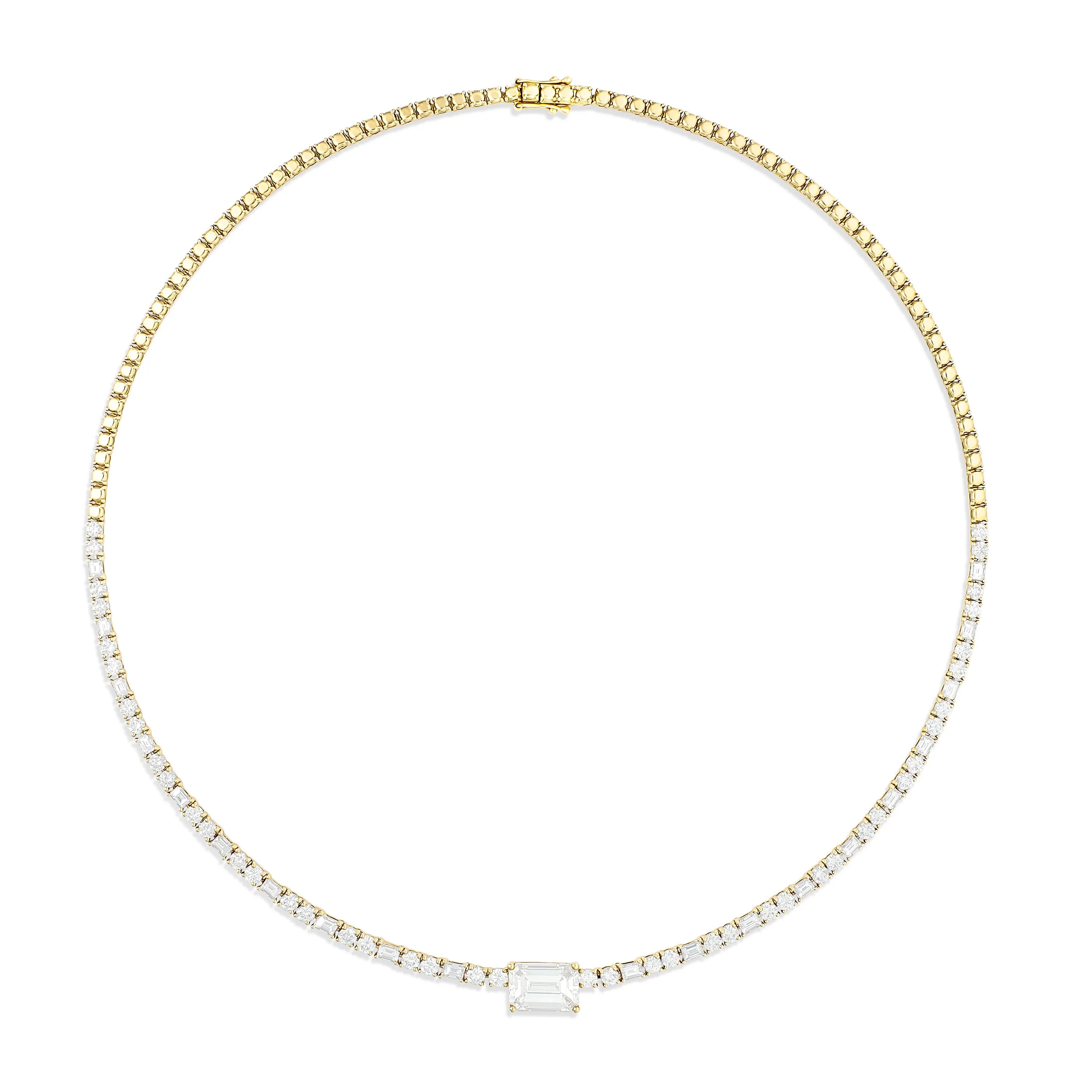 High Jewellery Collection Emerald Cut Diamond Necklace | 18K Yellow Gold