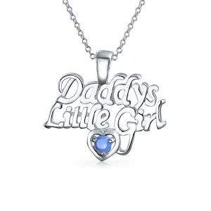 Inspirational 'Daddy's Little Girl' Opal Pendant Necklace for Daughter Sterling Silver