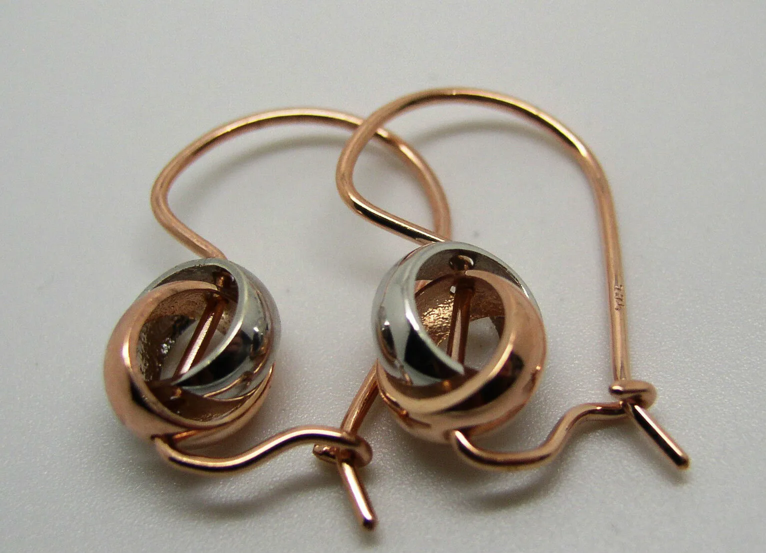 Kaedesigns New Genuine 9ct 8mm Rose & White Gold Belcher Spinning Earrings