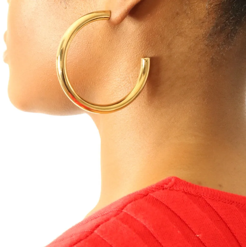 Kamari (18CT gold plated) stainless steel hoop earrings