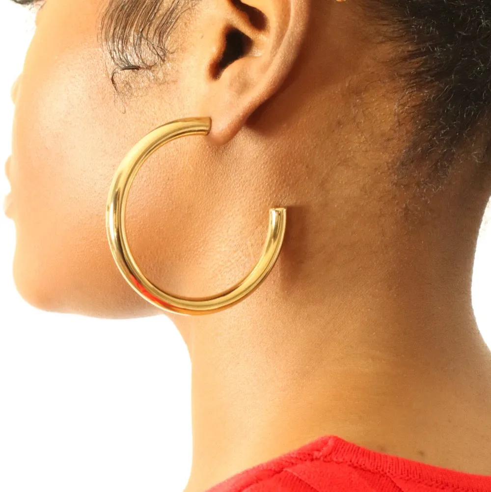 Kamari (18CT gold plated) stainless steel hoop earrings