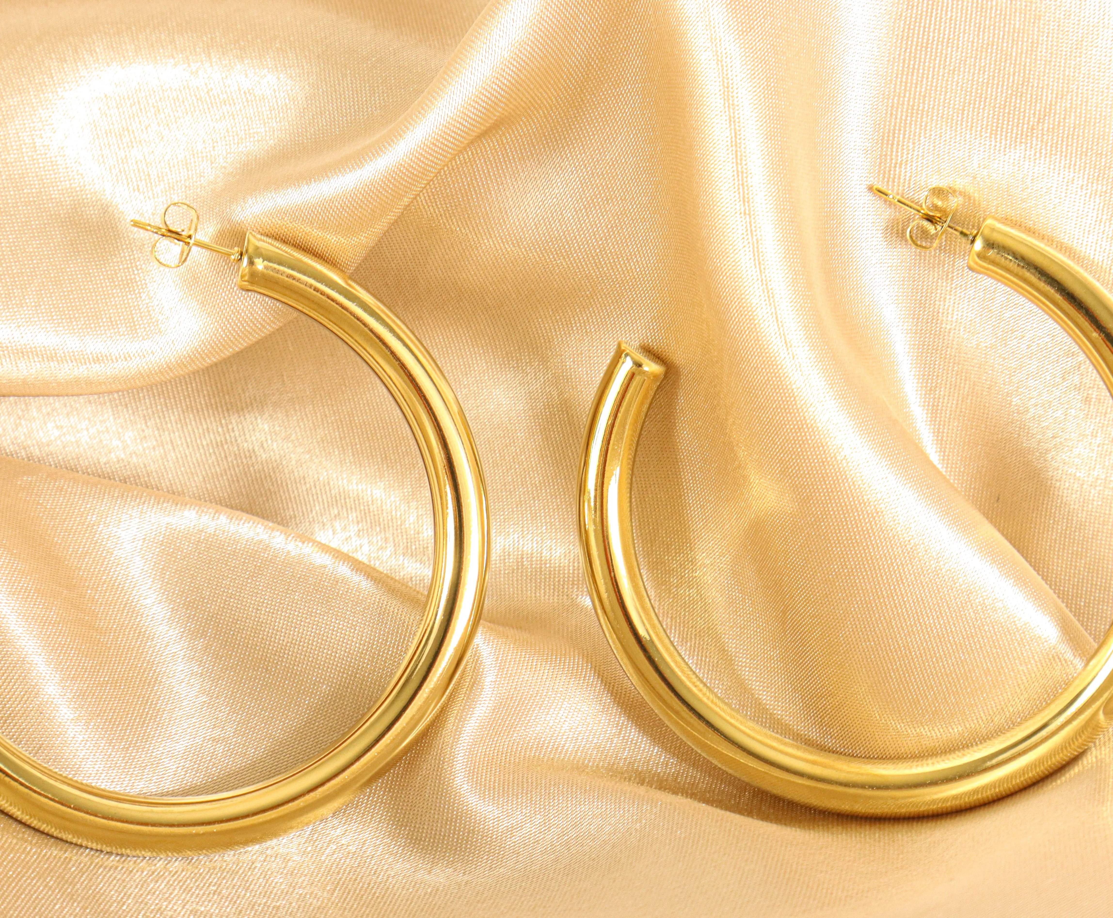 Kamari (18CT gold plated) stainless steel hoop earrings