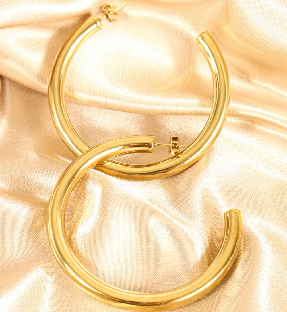 Kamari (18CT gold plated) stainless steel hoop earrings