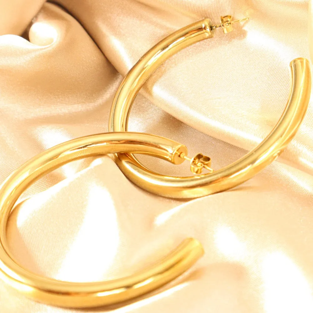 Kamari (18CT gold plated) stainless steel hoop earrings