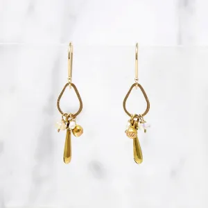 Lively Pearl, Opal & Gold Dangle Earrings by brunet