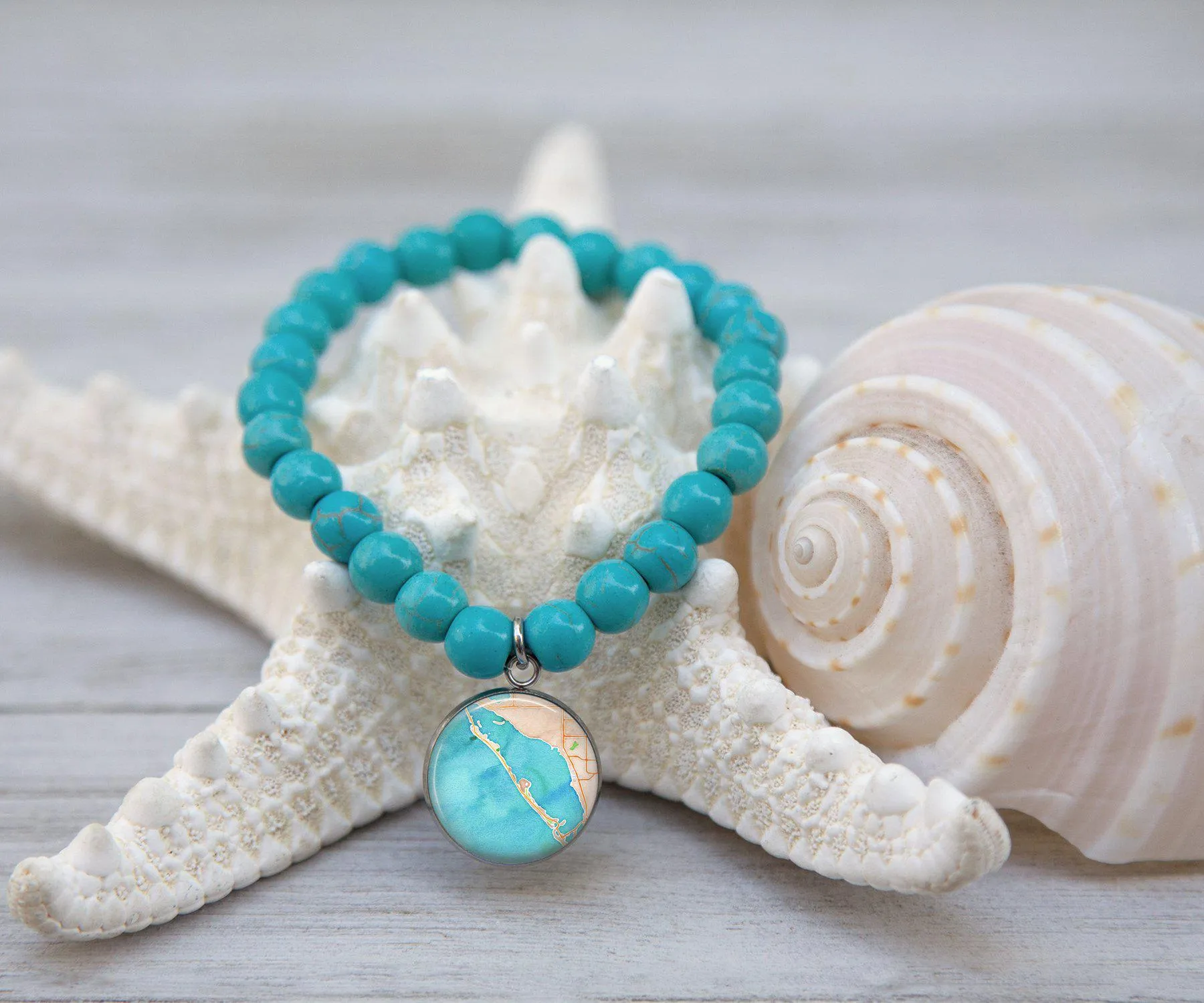 Longboat Key Watercolor Turquoise Beaded Bracelet | Handmade Jewelry