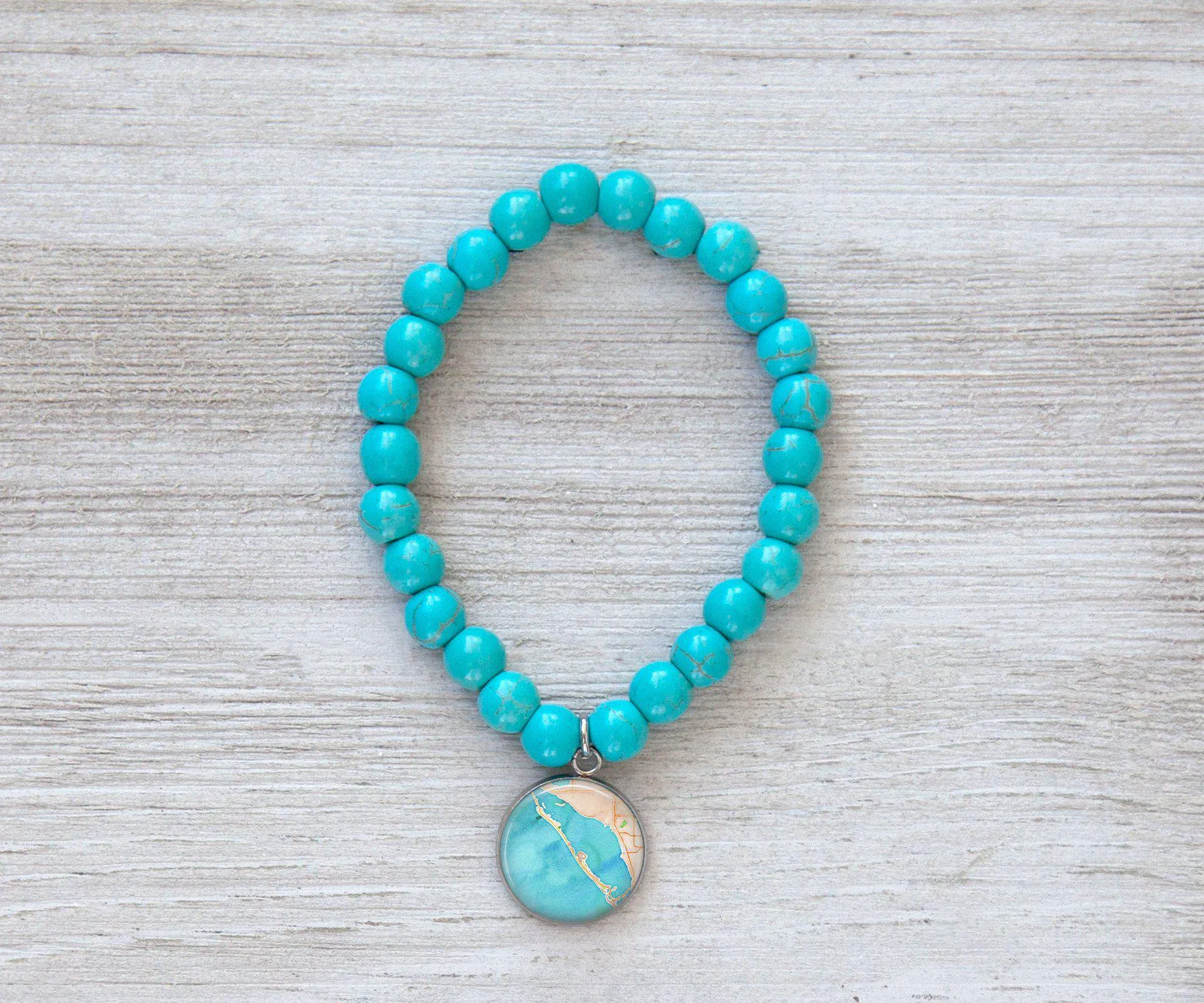 Longboat Key Watercolor Turquoise Beaded Bracelet | Handmade Jewelry