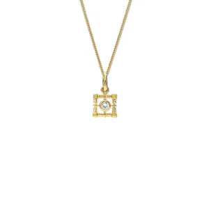 Mashrabiya Trellis Square Necklace Pendant Yellow Gold - Diamond