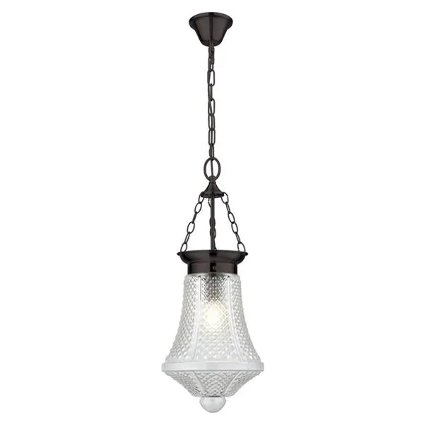 Maya Lantern Glass Pendant Light in Black (Clear/Grey/Opal)