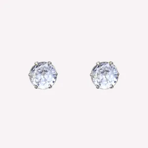 MEDIUM RHINESTONE STUD EARRINGS IN SILVER